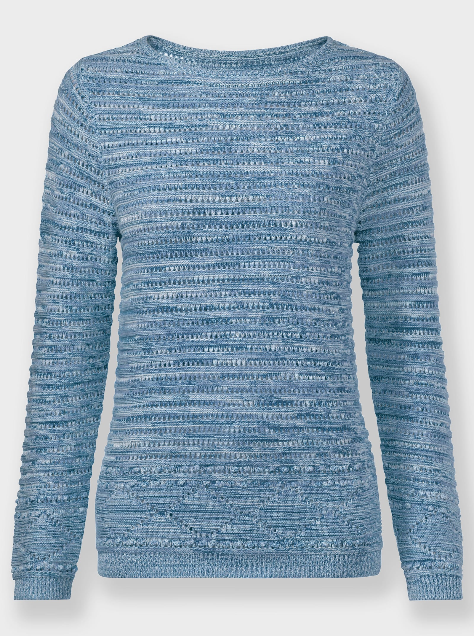 Pullover aus mehrfarbigem Melange-Garn - ecru-aqua-meliert