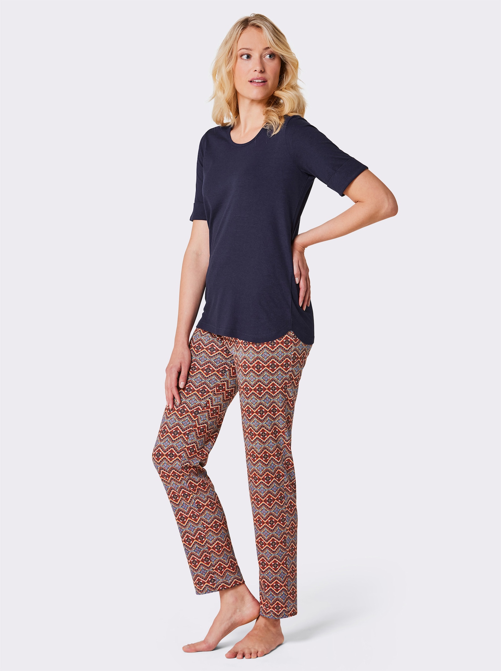 wäschepur Pyjamas med grafiskt mönster - marin-orange-med tryck