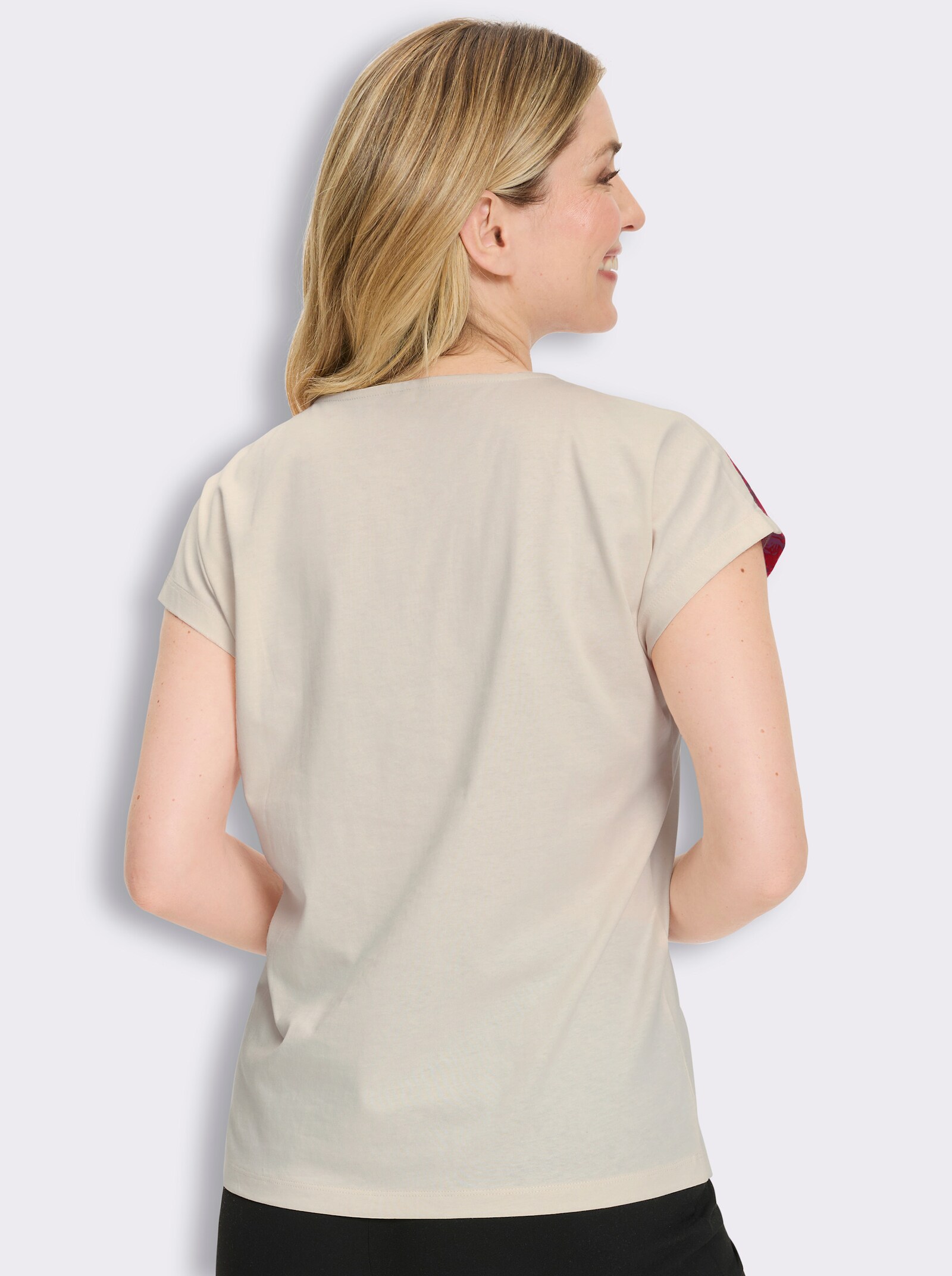 Rundhalsshirt mit Blüten-Print - champagner-grapefruit
