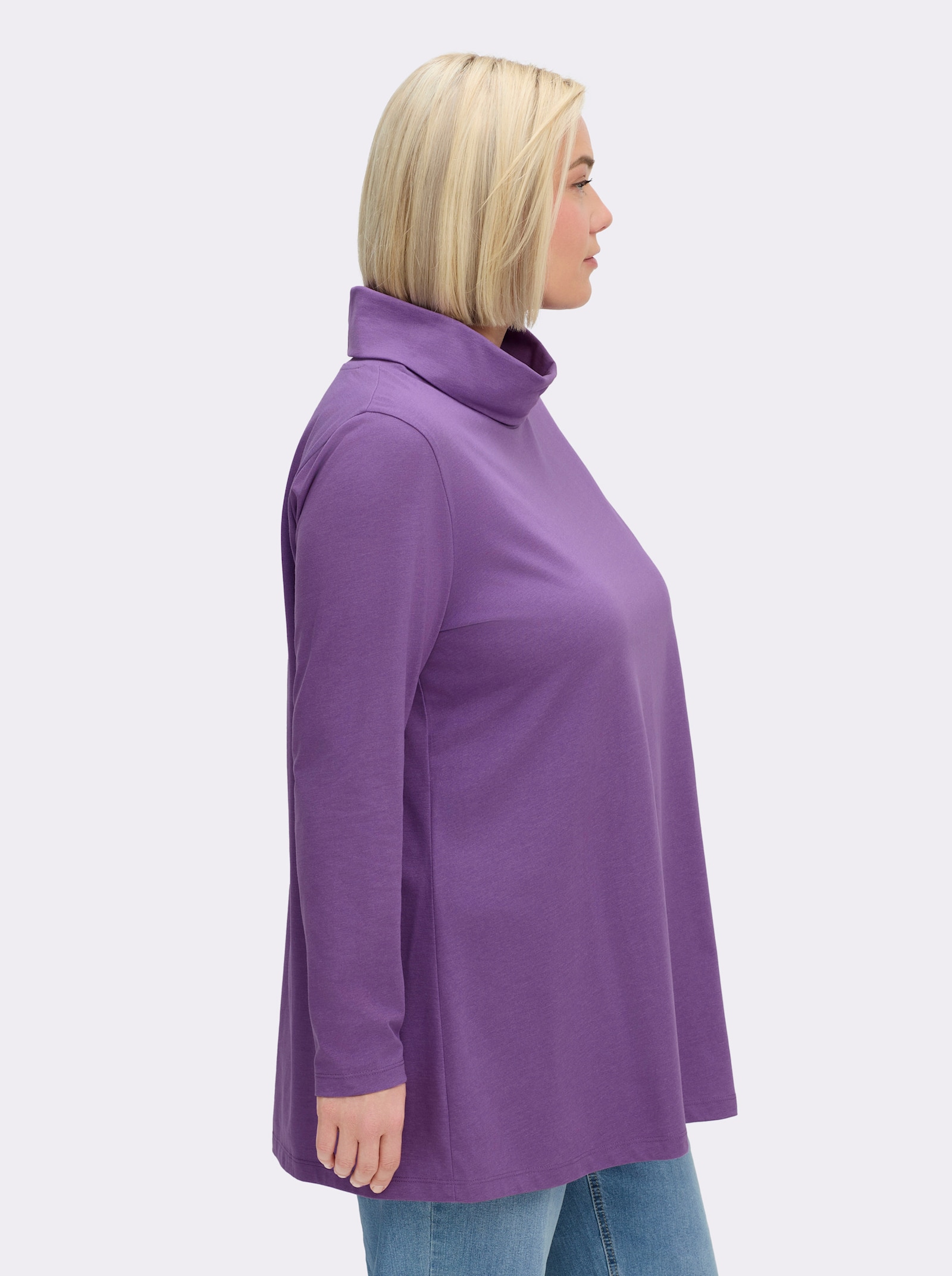 sheego Rollkragenshirt in A-Linie - lila-meliert