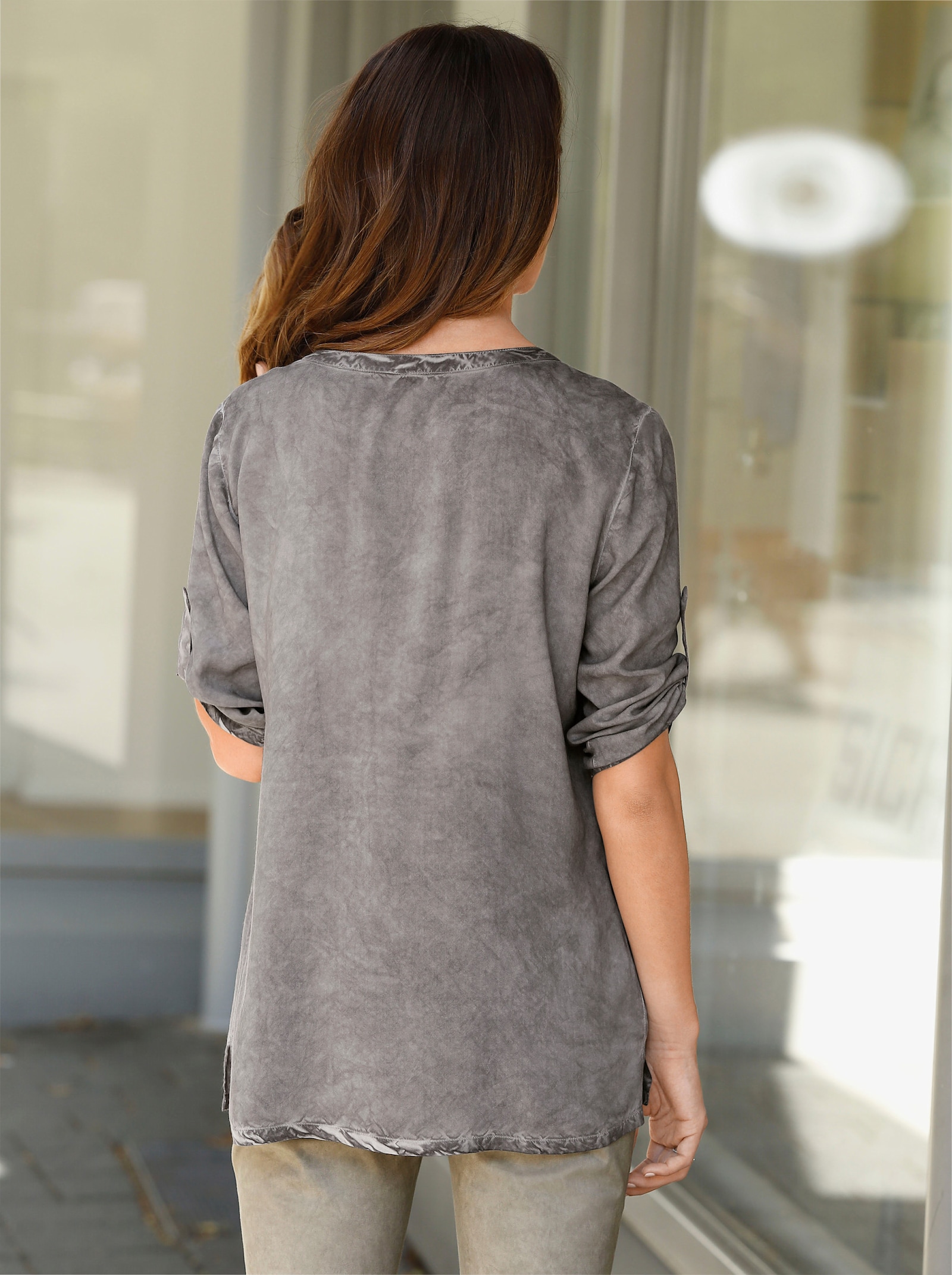 Tunika in oil dyed-Waschung - grau