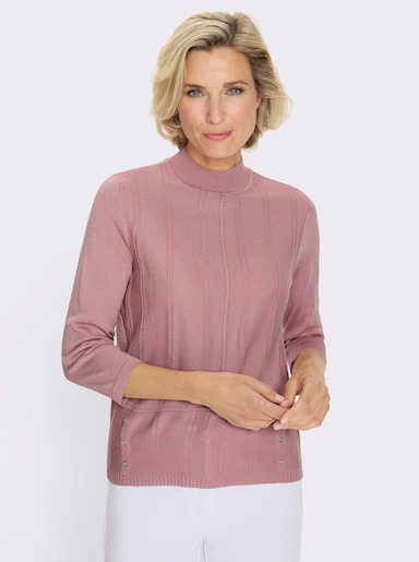 3/4 Arm-Pullover mit Zierknopfleiste - hortensie