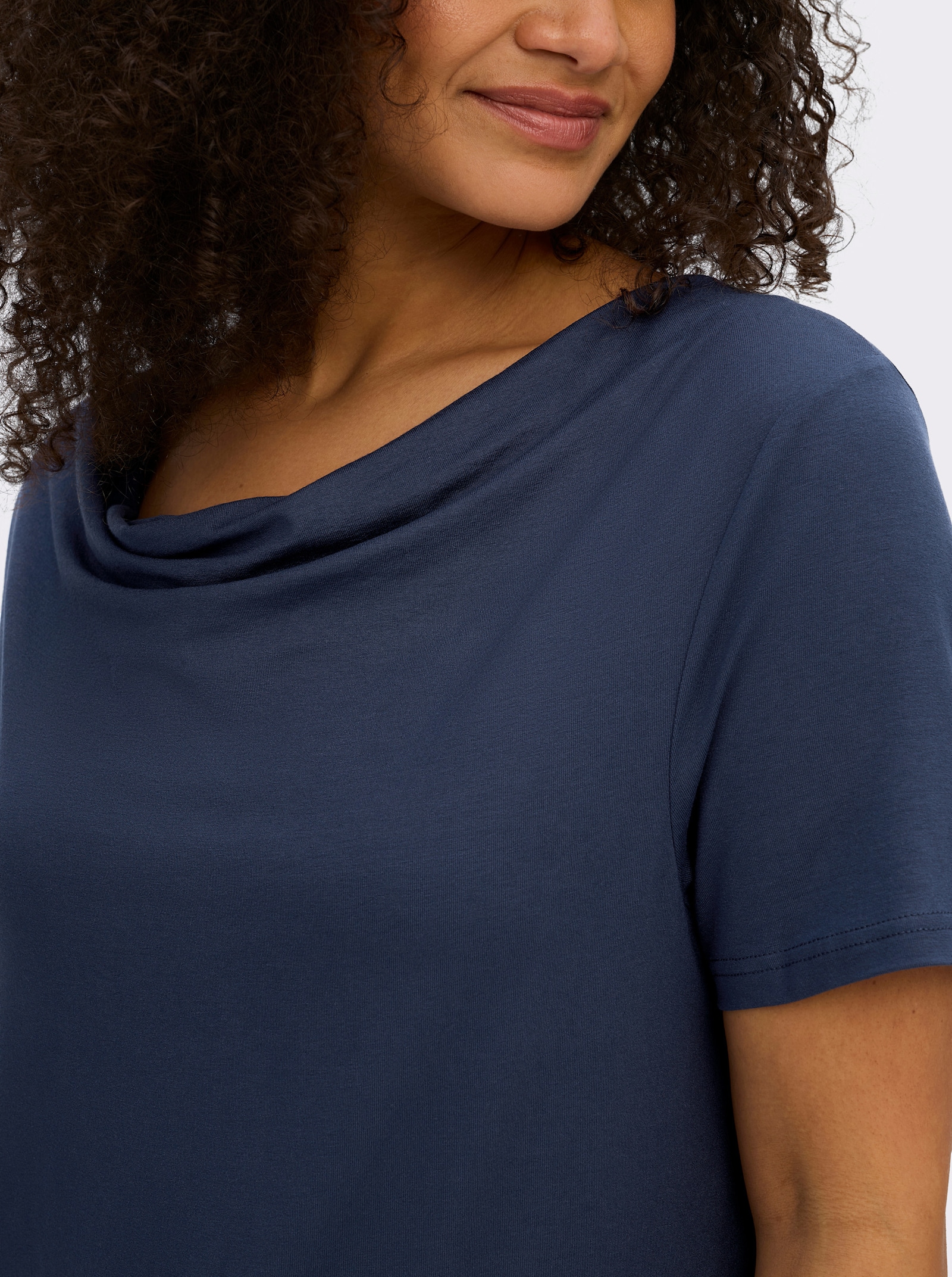 Wasserfallshirt mit kurzen Ärmeln - marine