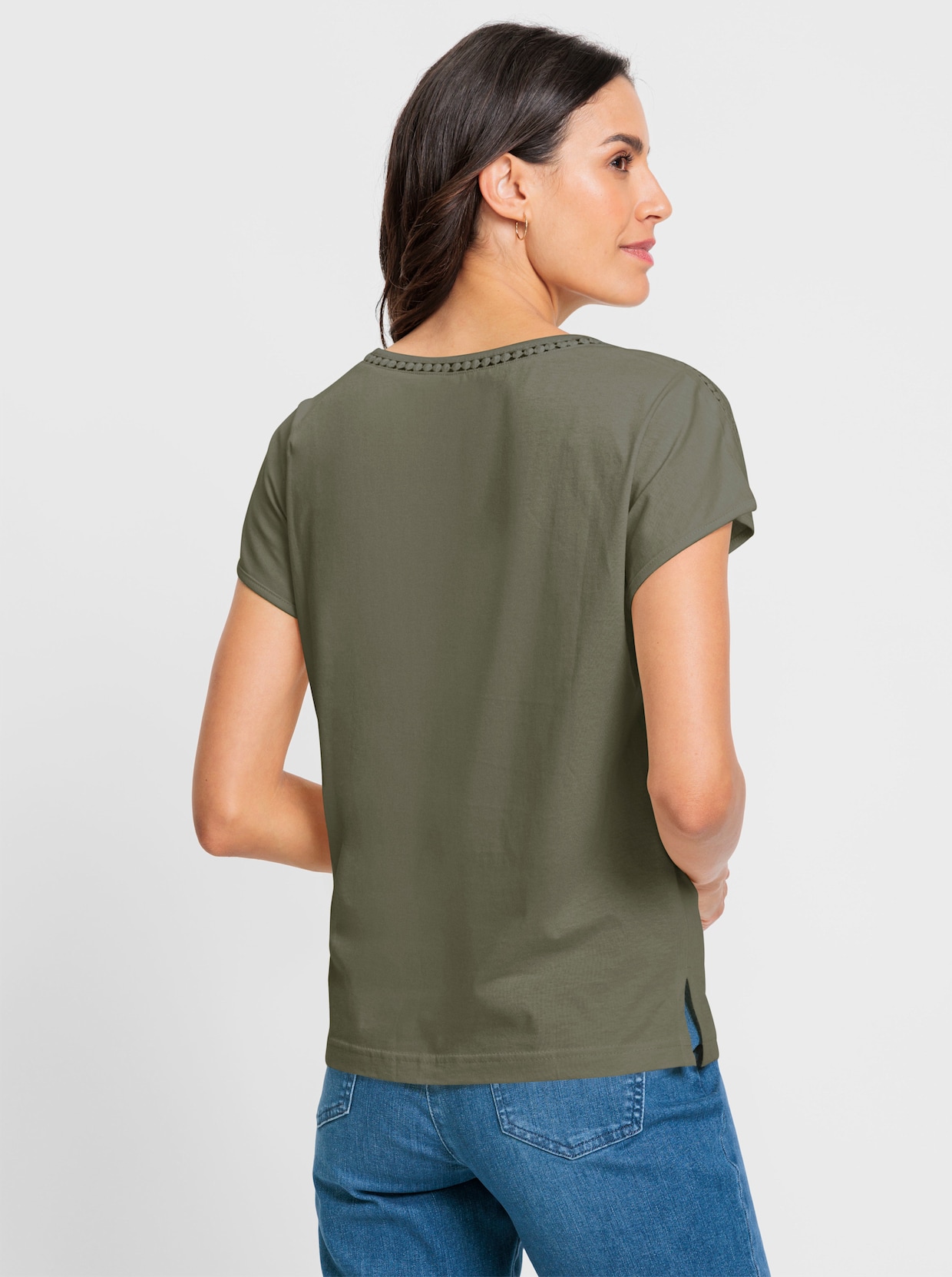 Shirt met ronde hals - kaki