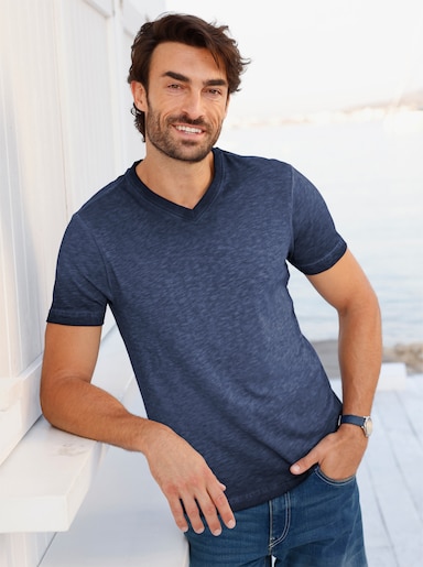 Kurzarmshirt aus reiner Baumwolle - marine