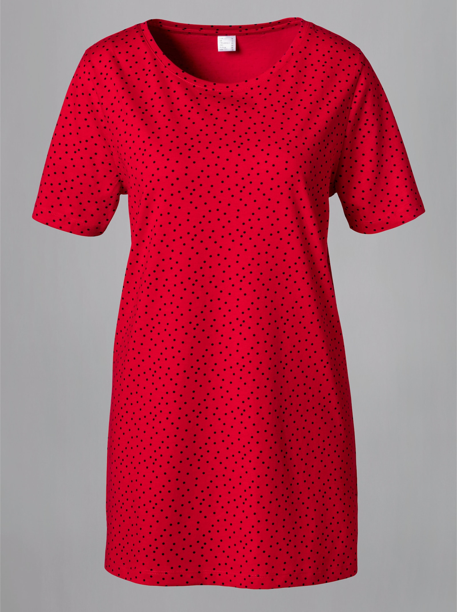 Dlhé tričko s bodkovaným vzorom - červeno-čierna potlač