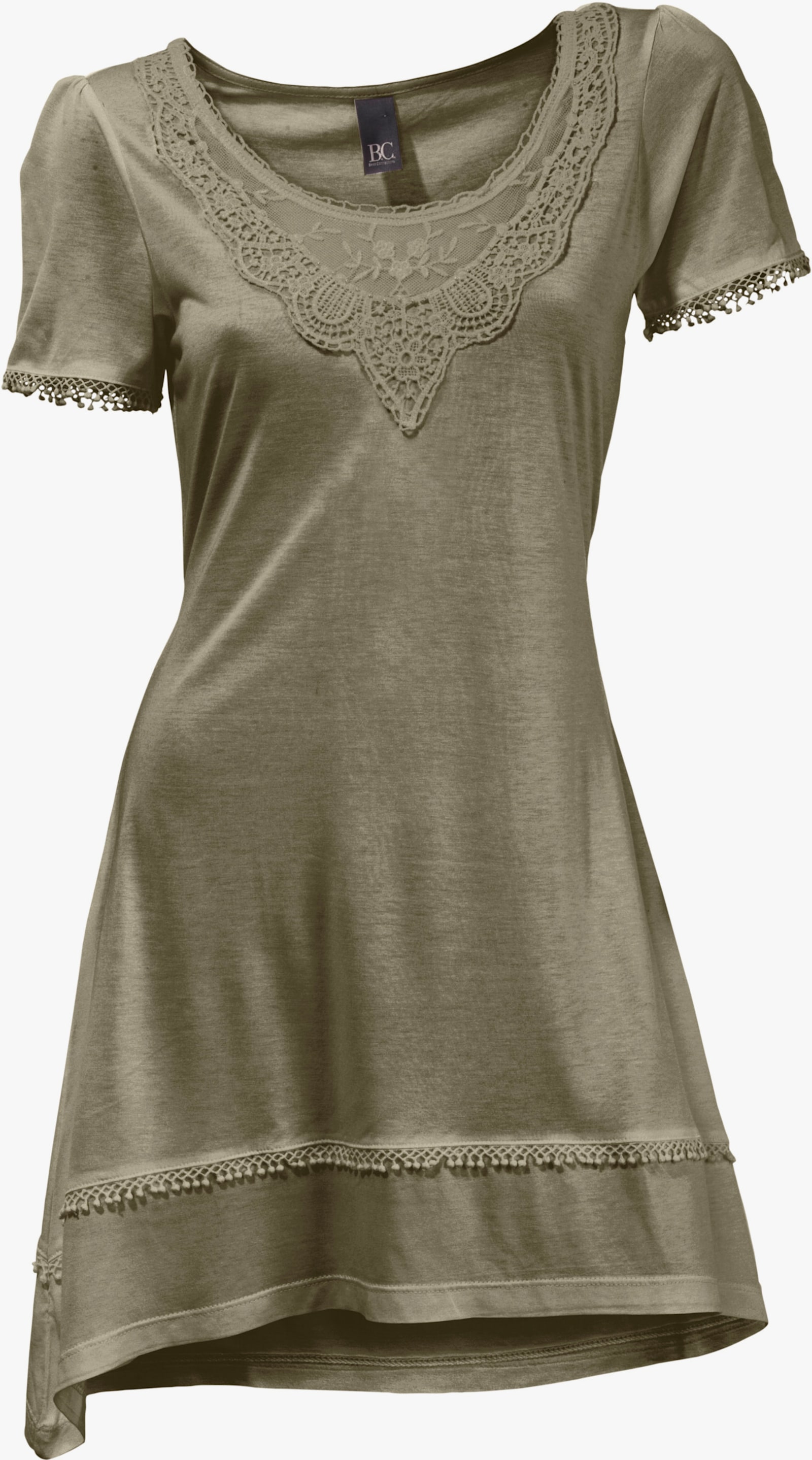 heine Longshirt mit Zipfelsaum - oliv