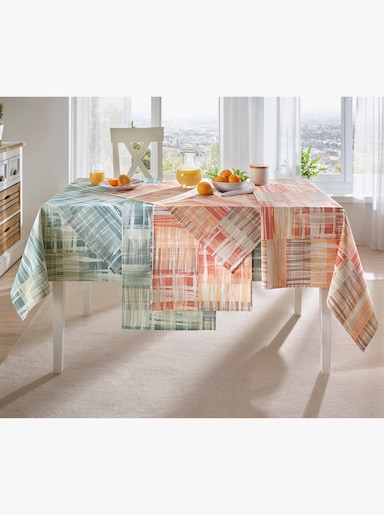 Tischdecke - ecru-apricot-bedruckt