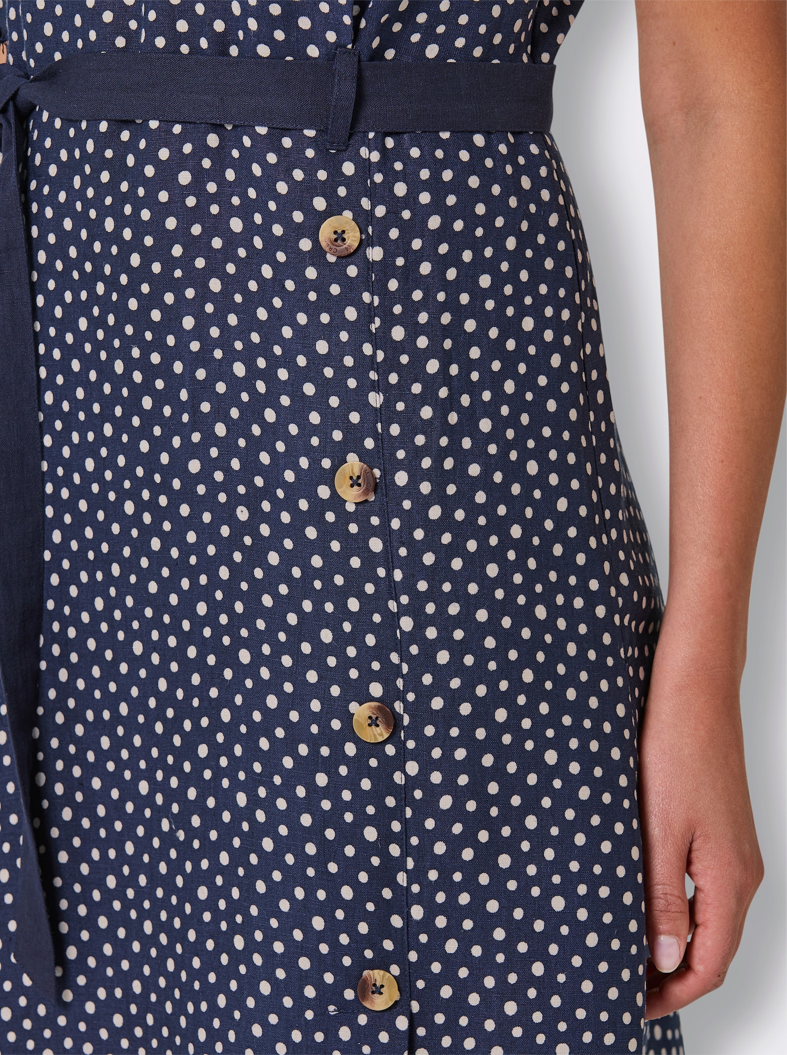 CREATION L PREMIUM Druckkleid aus reinem Leinen - marine-weiß-bedruckt