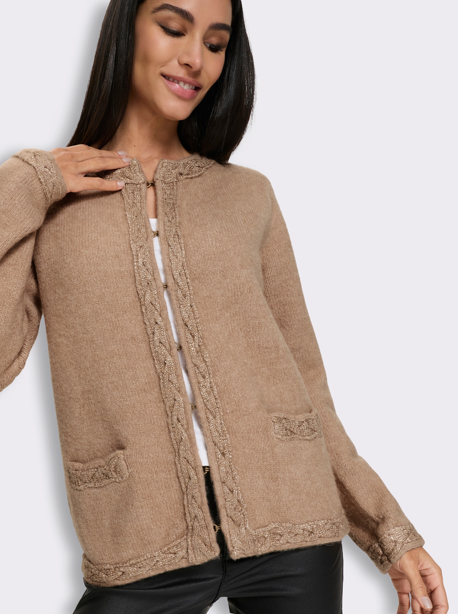 heine Strickjacke mit Effektgarn - camel
