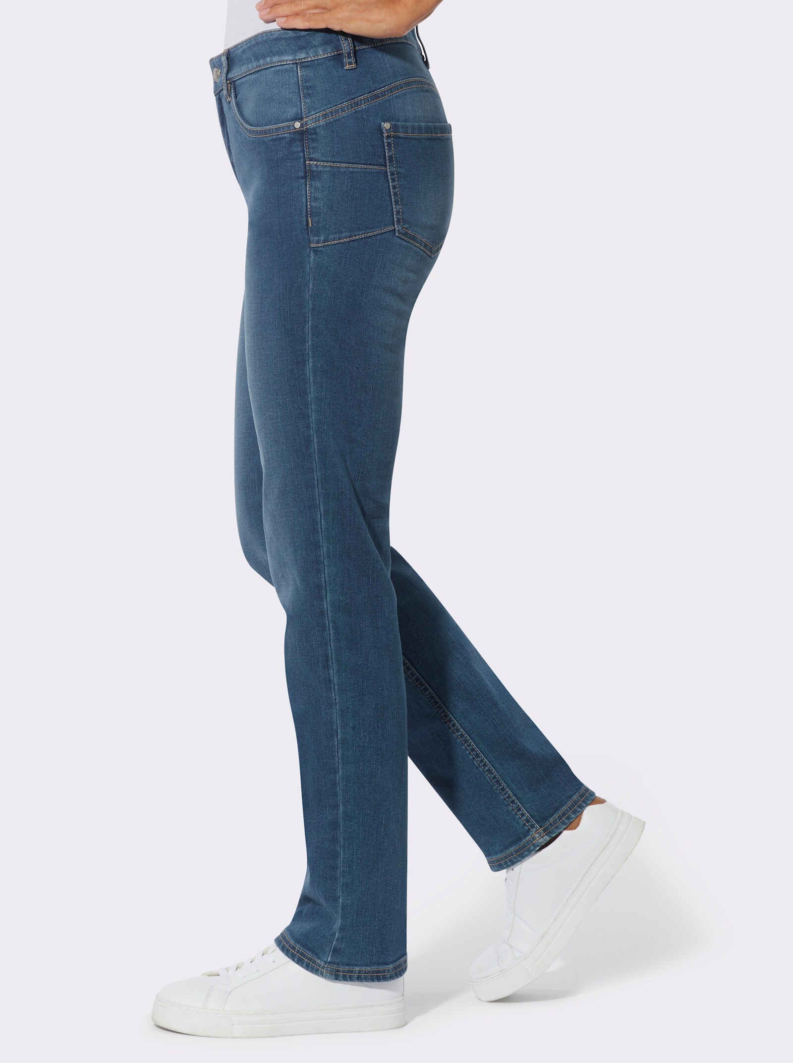 Push-up-Jeans mit Abnähern hinten - blue-stone-washed