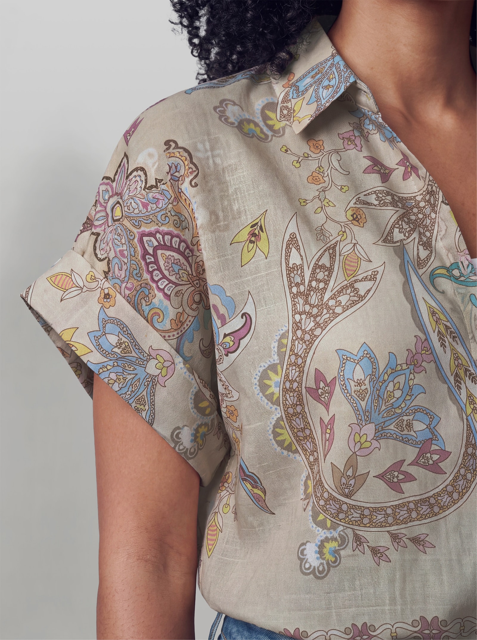 heine Druckbluse mit Seitenschlitzen - elfenbein-bedruckt