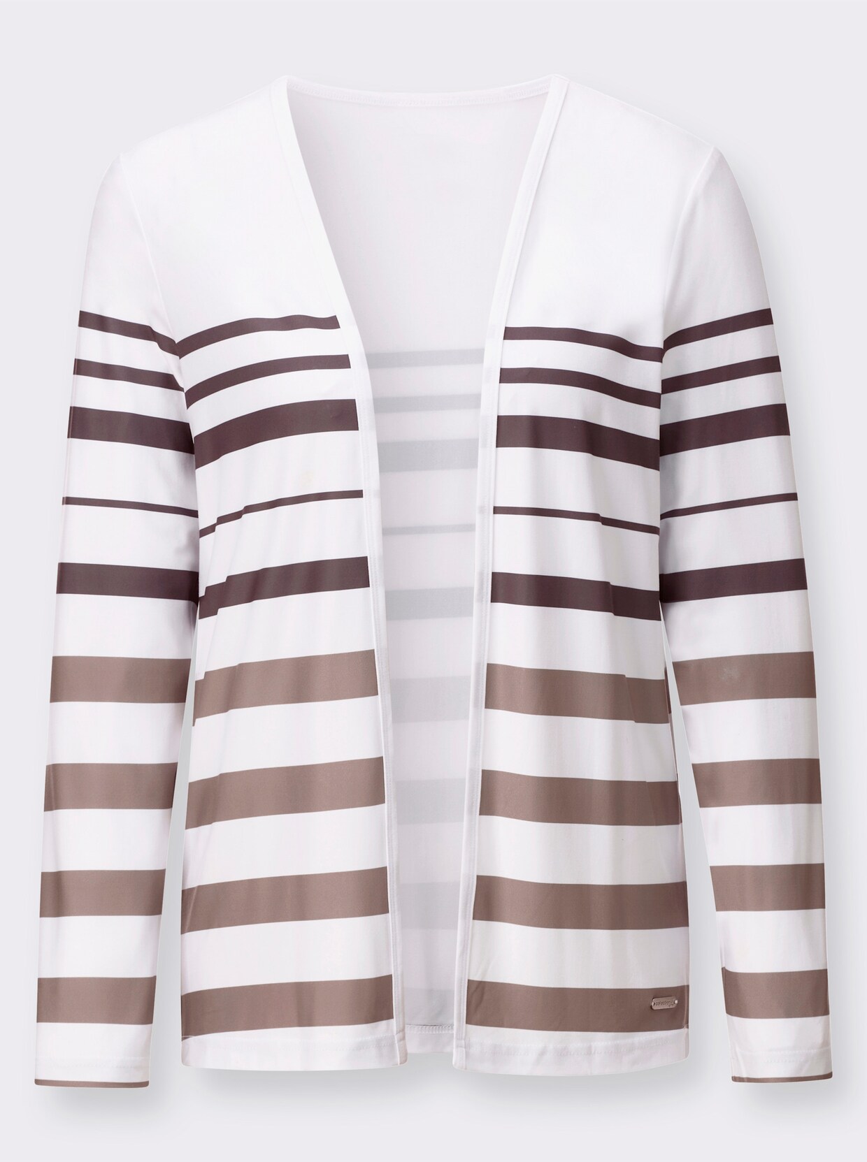 Shirtjacke - sesam-weiß-geringelt