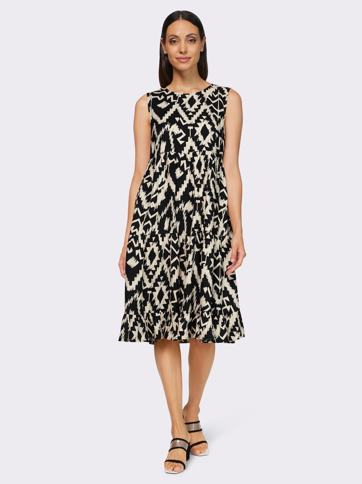 heine Webkleid - schwarz-champagner-gemustert