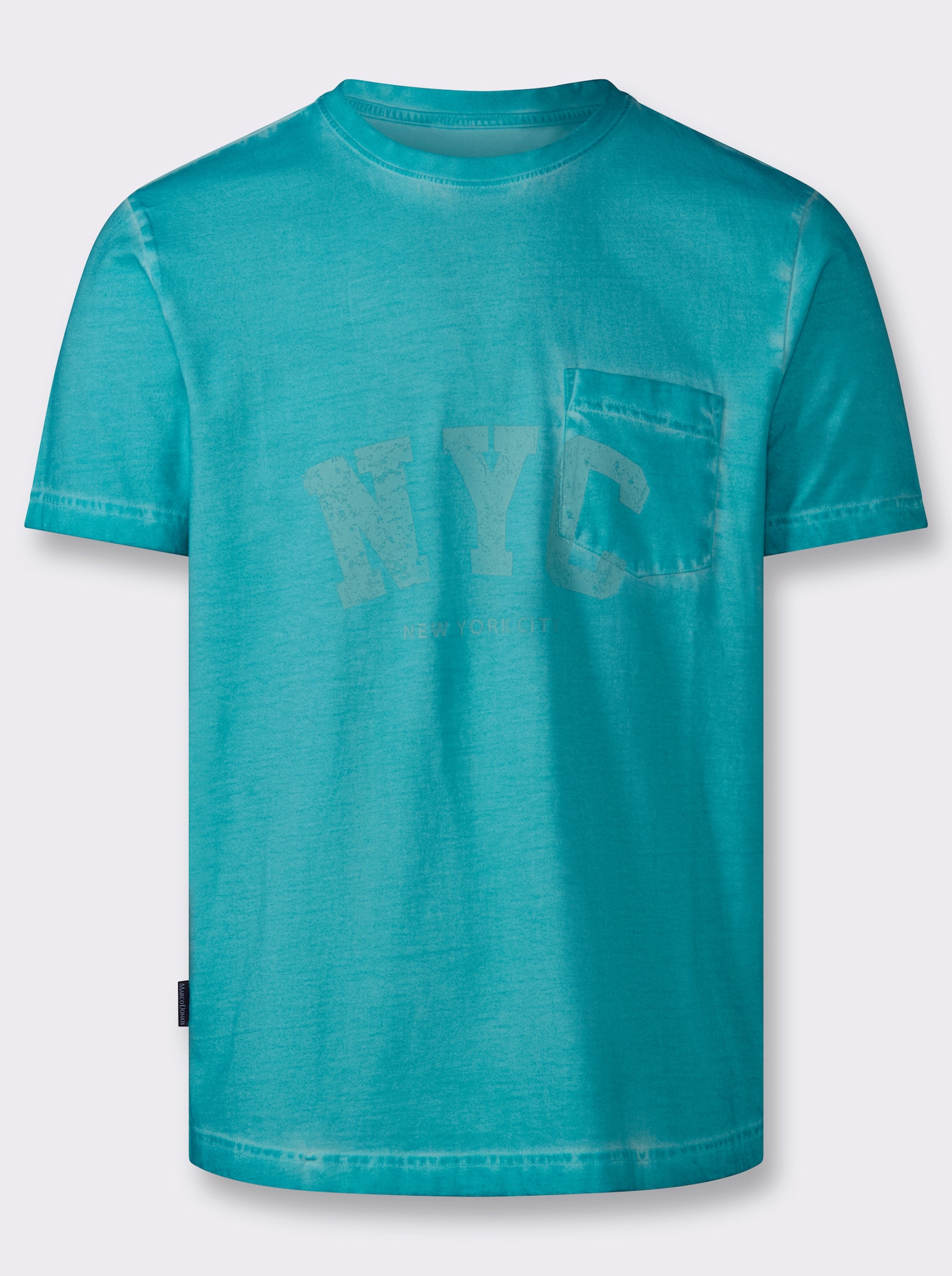 Marco Donati Kurzarmshirt mit Front-Print, Used-Optik - türkis