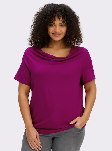 Wasserfallshirt mit kurzen Ärmeln - magenta
