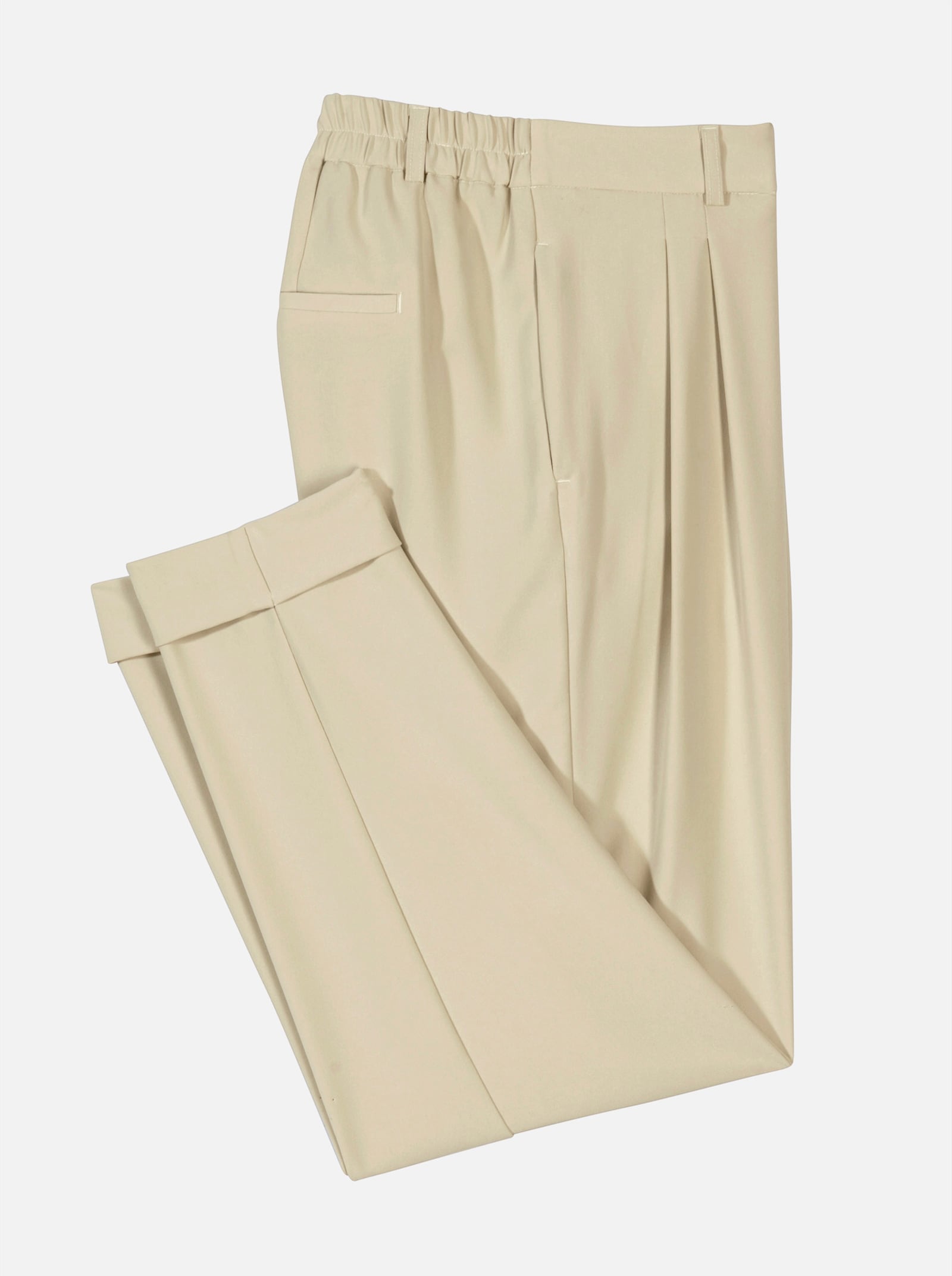 Bundfaltenhose mit fixiertem Saum - sand