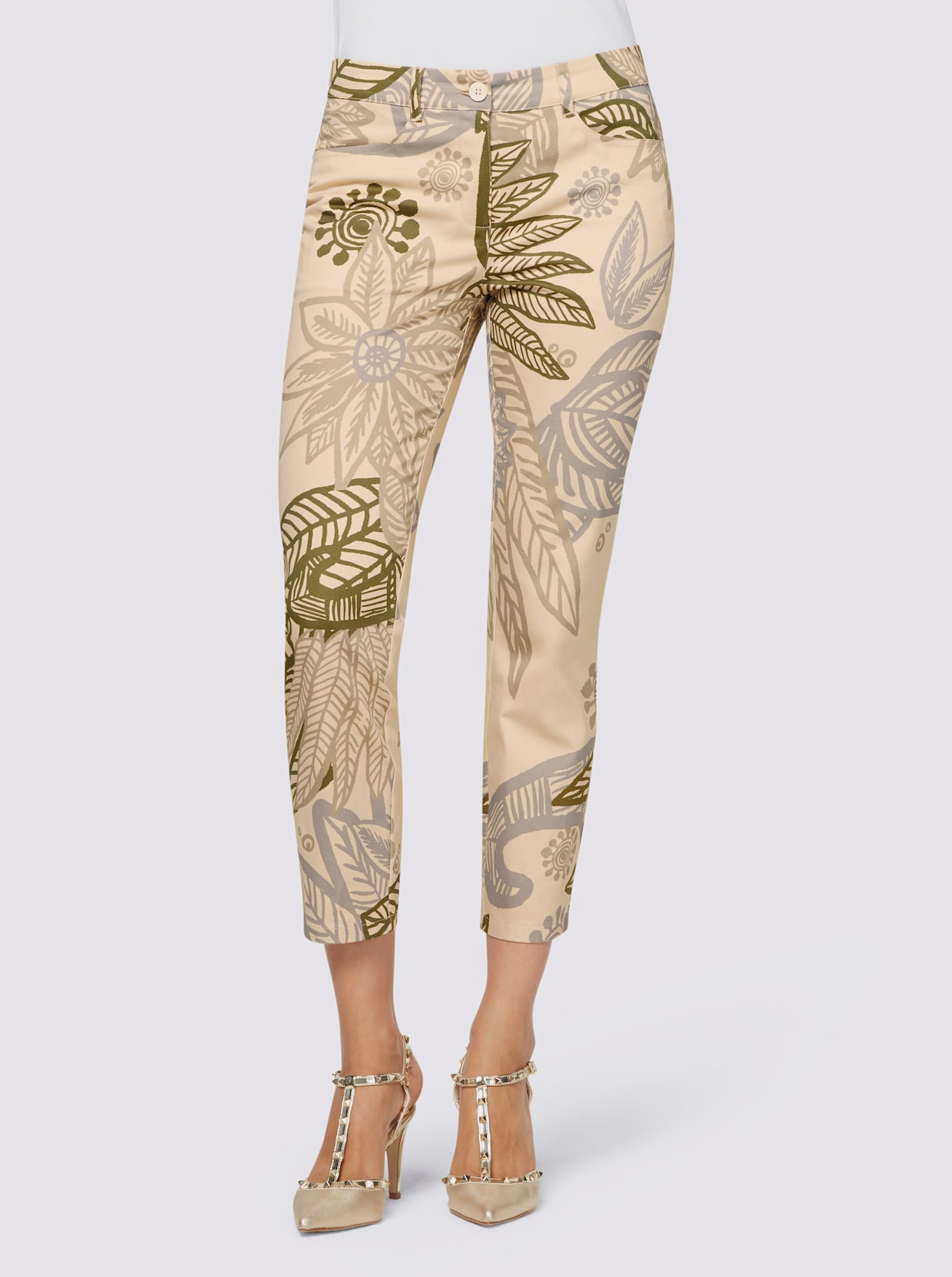 heine Druck-Hose - ecru-schlamm-gemustert