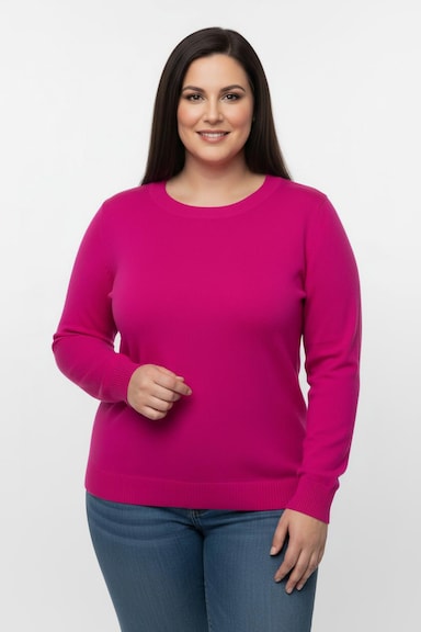 Langarm-Pullover aus reiner Baumwolle - fuchsia