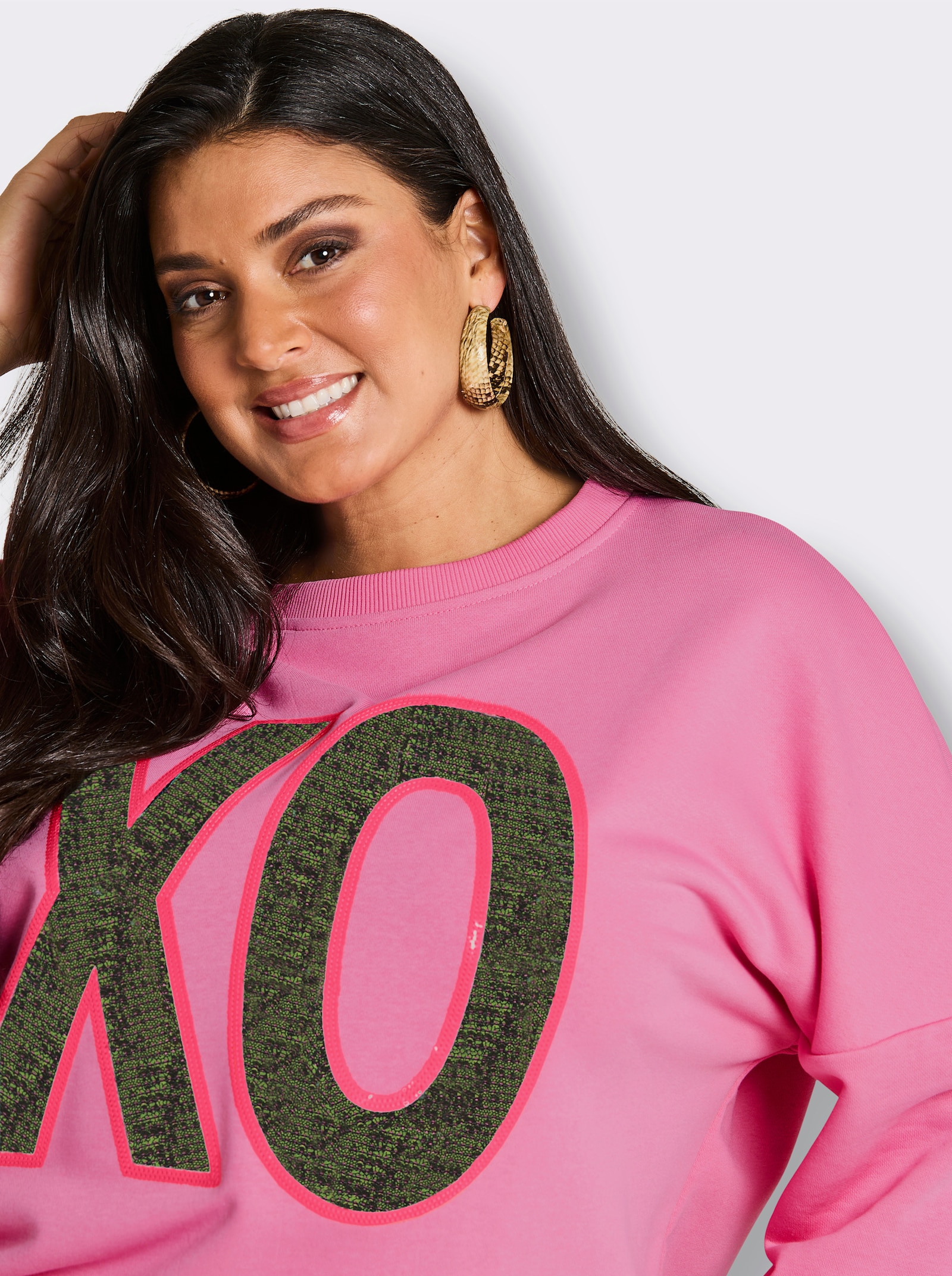 sheego loves miss goodlife Sweatshirt mit Front- und Rückenprint - altrosa-pink-bedruckt