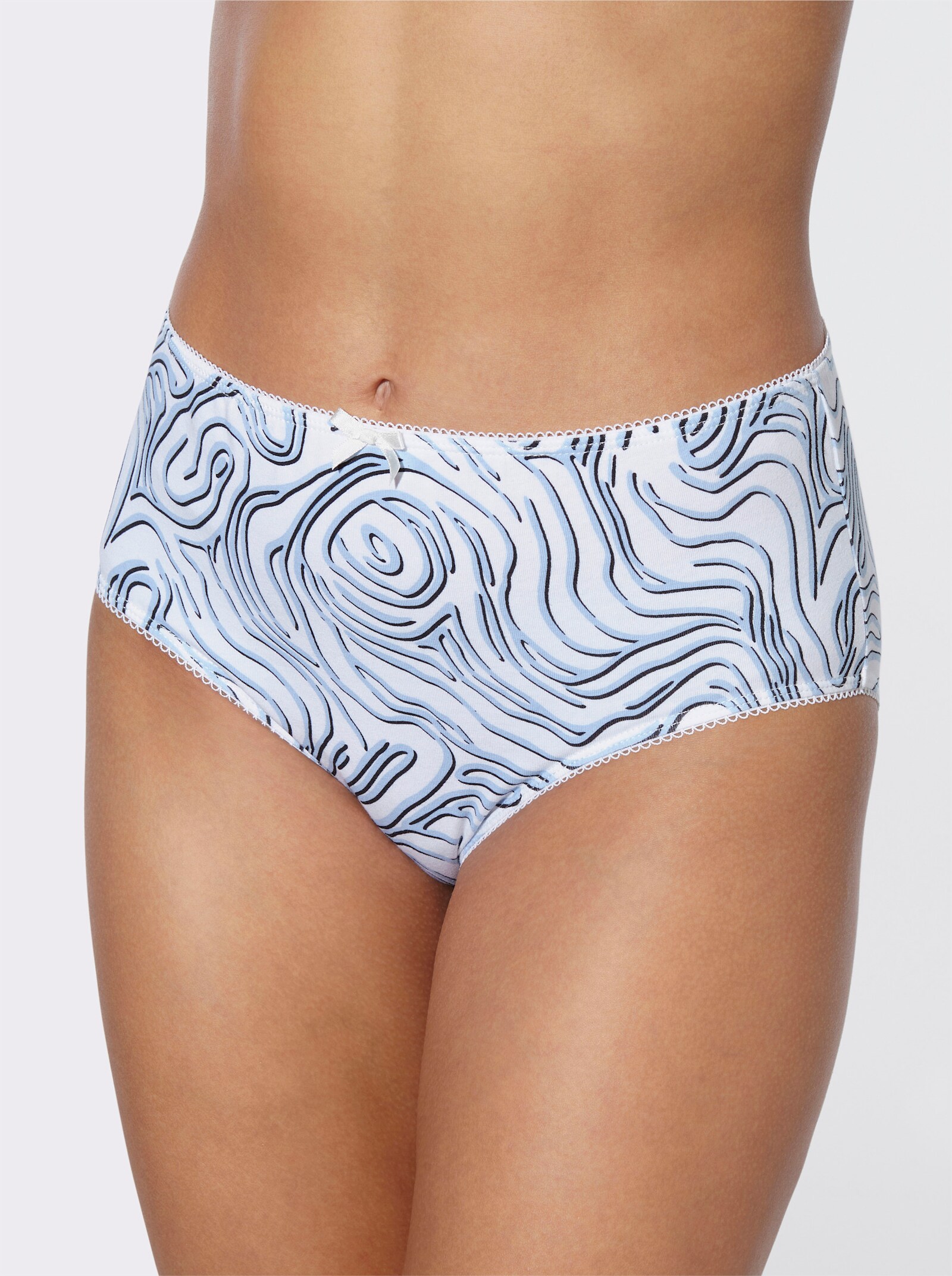 Hüftslip in der 4-Stück-Packung - ecru-bedruckt + eisblau + ecru + schwarz