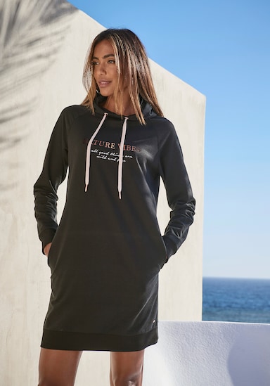 LASCANA Robe en matière sweat - noir