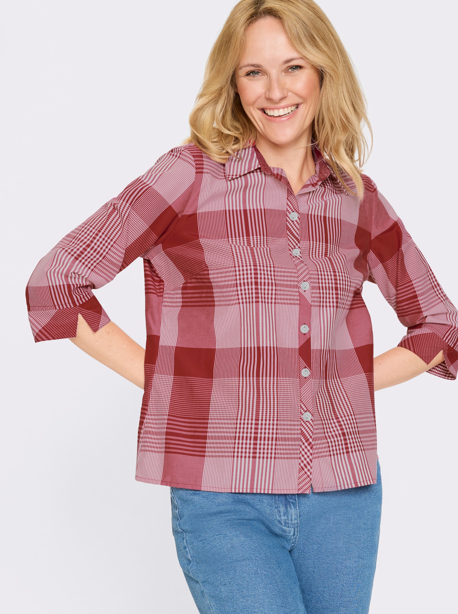 Károvaná blúzka - Červeno-biele káro