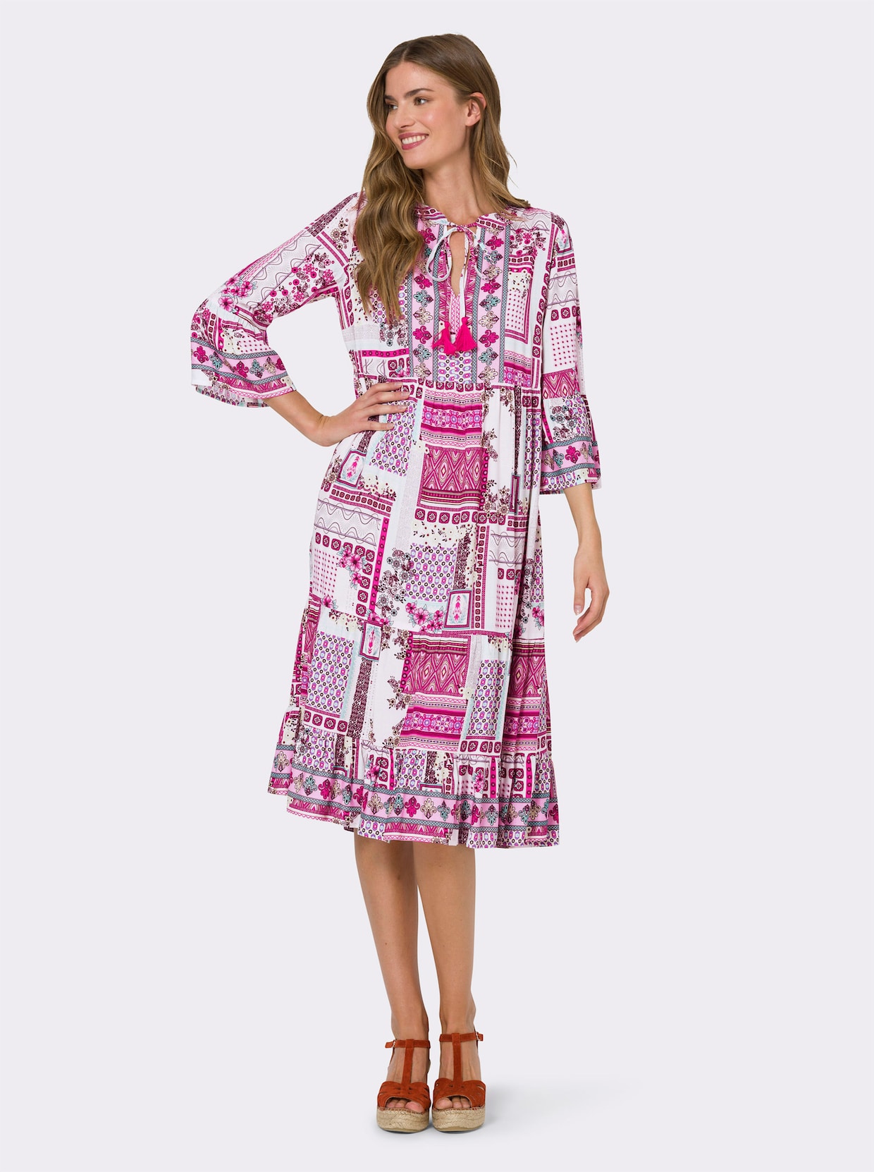 heine Robe imprimée - couleur ivoire-fuchsia imprimé