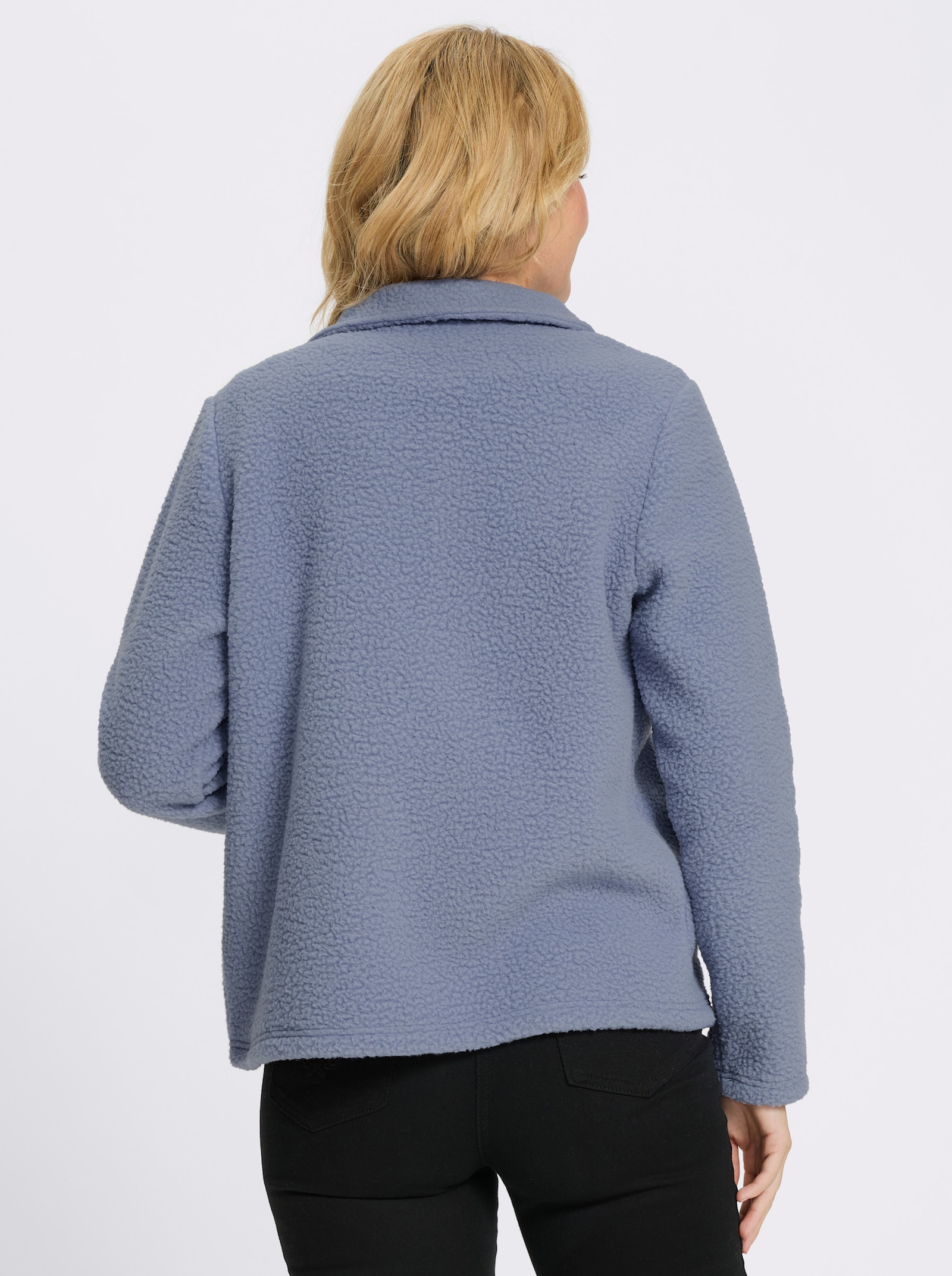 Fleecejacke mit Stehkragen - taubenblau