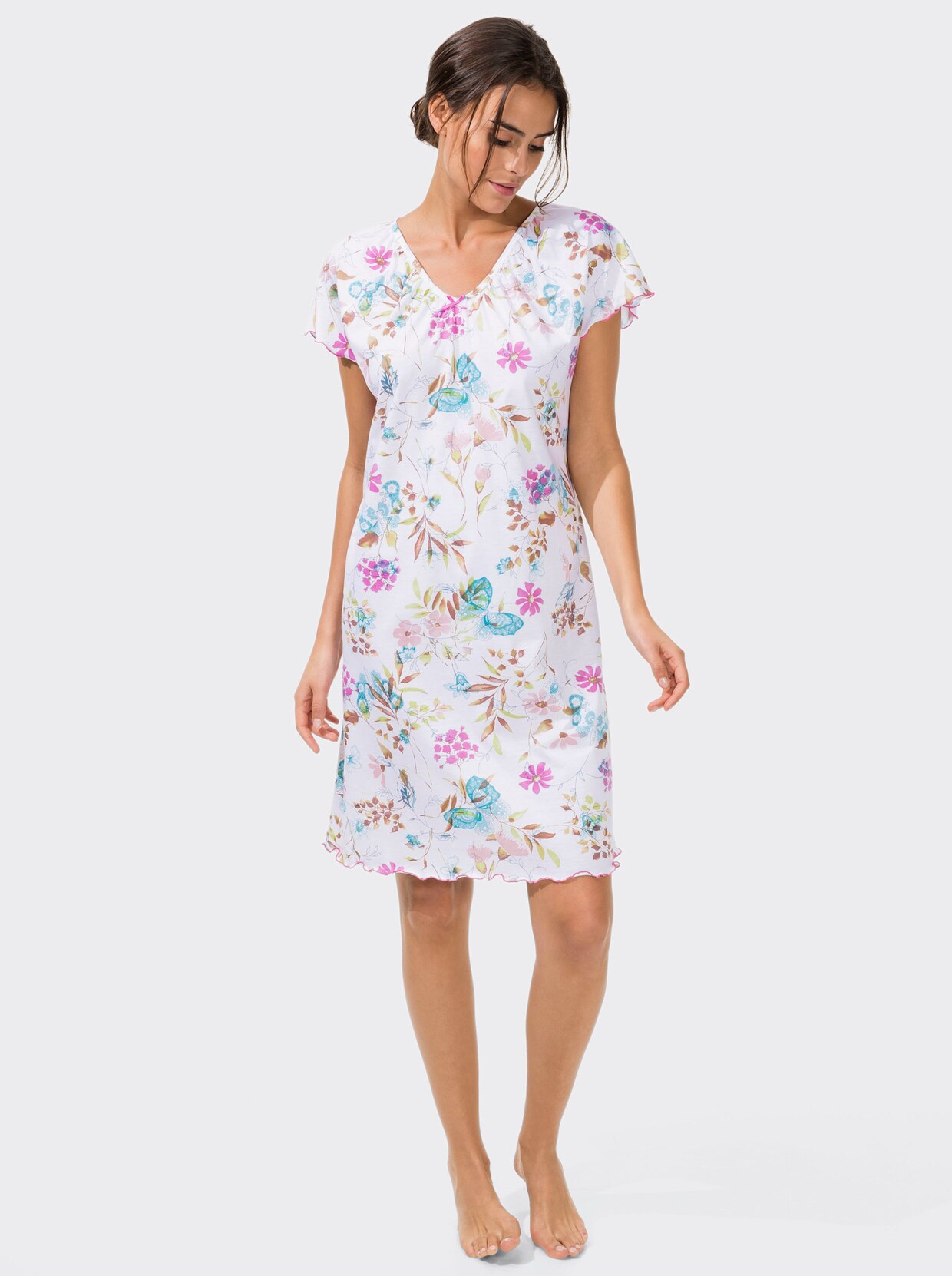 Arabella Sleepshirt - weiß-gemustert