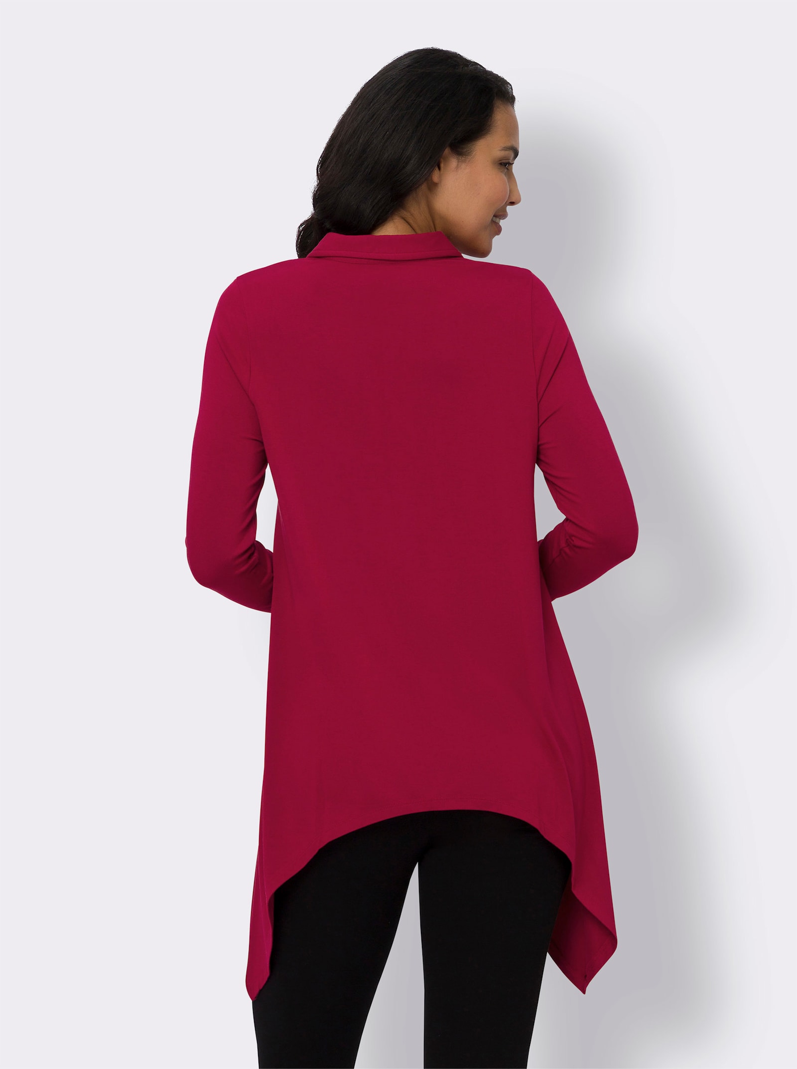 Zipfelshirt in ausgestellter A-Form - kirsche