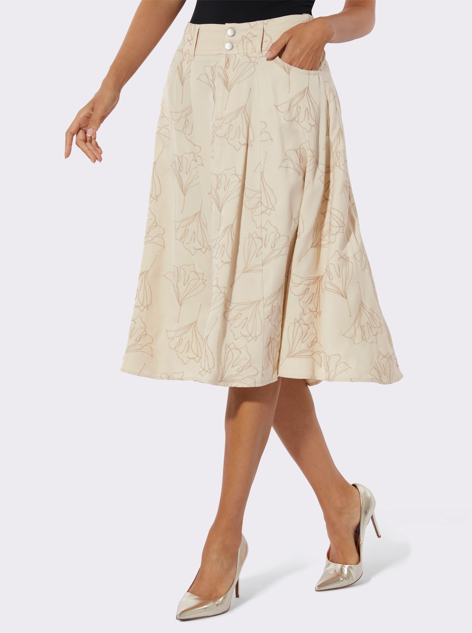 Jupe à panneaux en lyocell (TENCEL) - sable