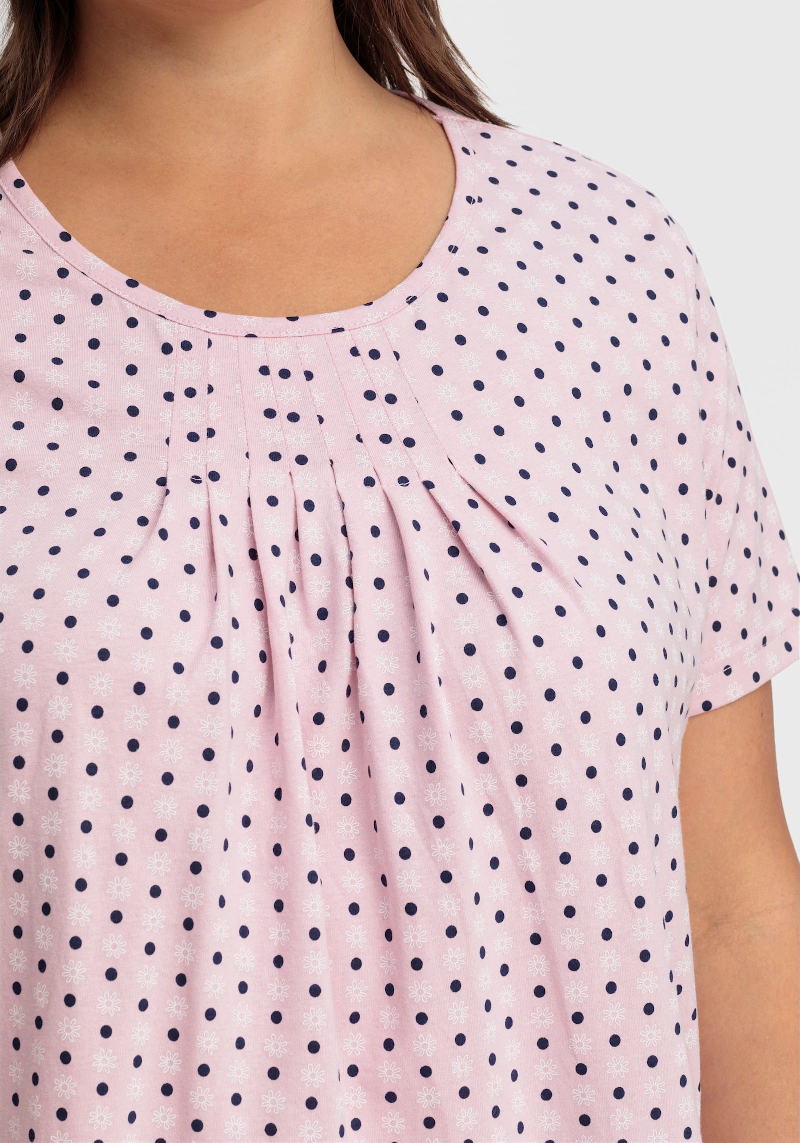 Kurzarmshirt im Minimaldessin - rosé-gemustert