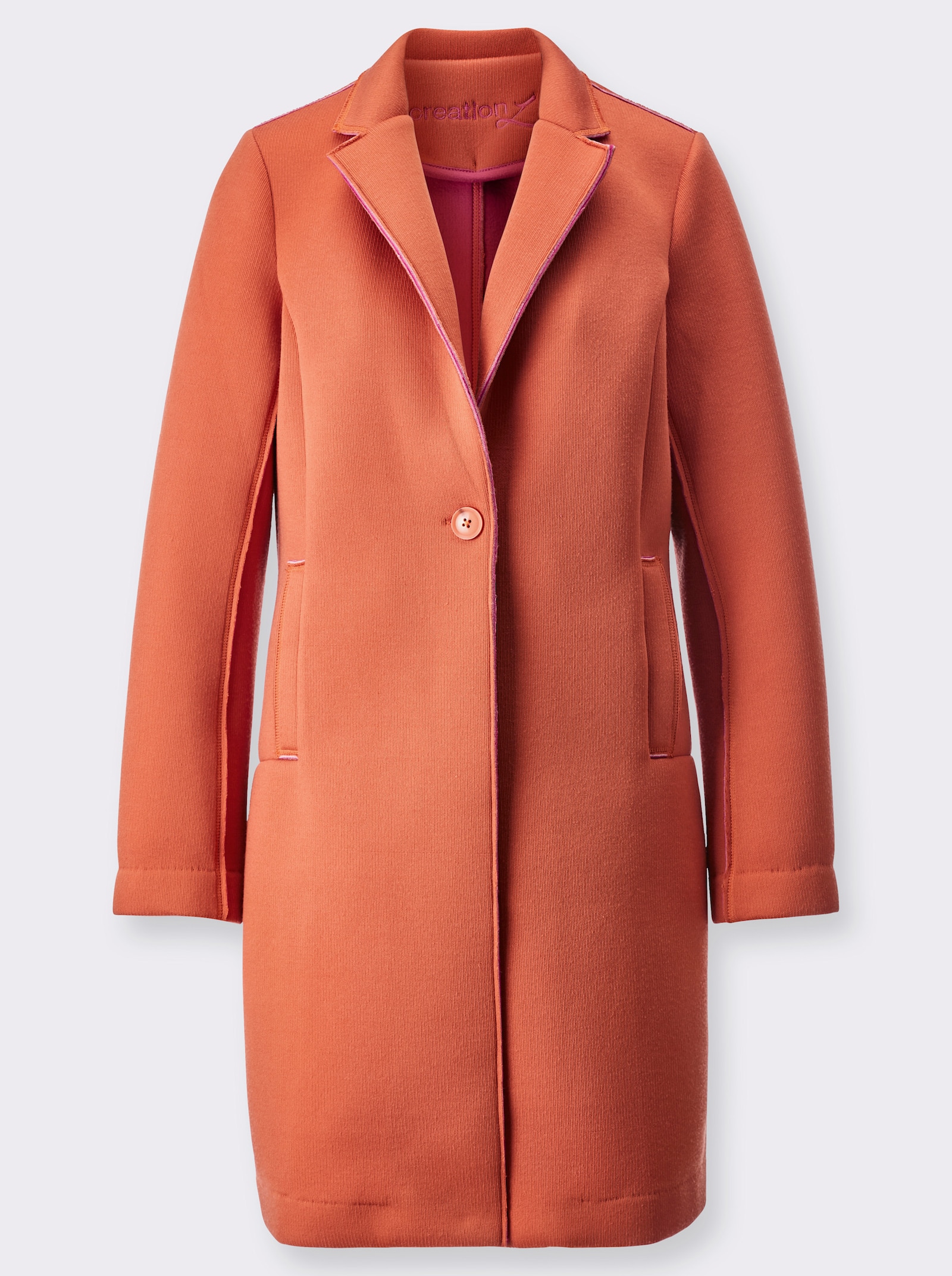 Jerseymantel mit hohem Gehschlitz hinten - papaya