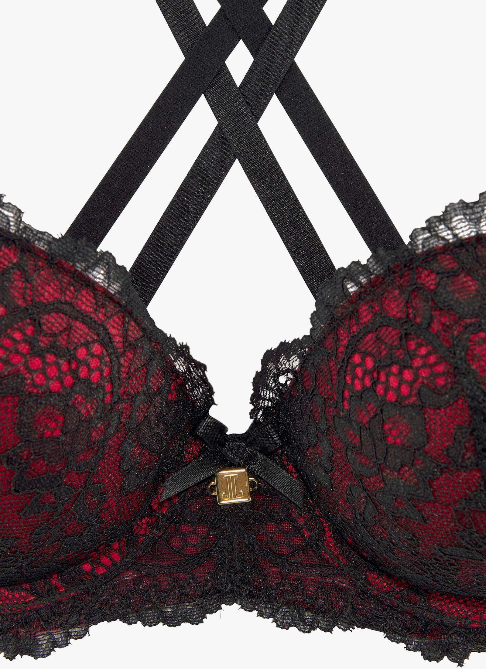 JETTE Push-up-BH - schwarz-rot