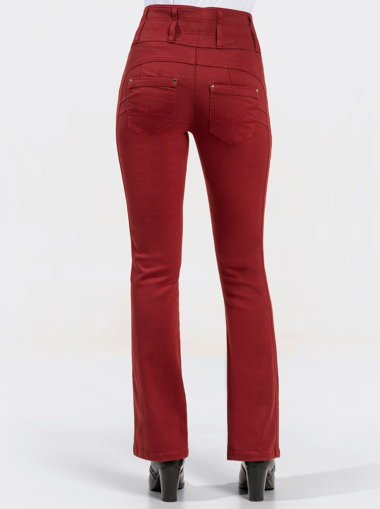 5-Pocket-Jeans mit dezent ausgestelltem Bein - dunkelrot