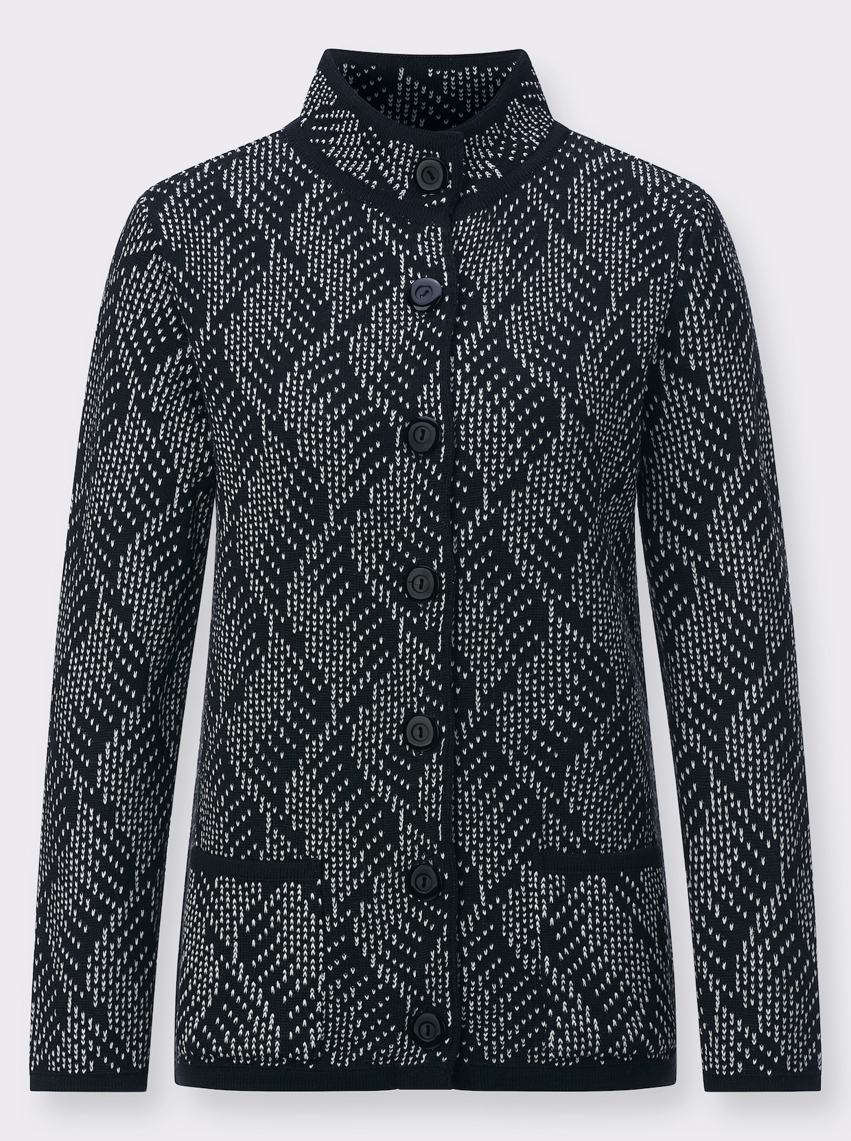 Strickjacke - schwarz-ecru-gemustert