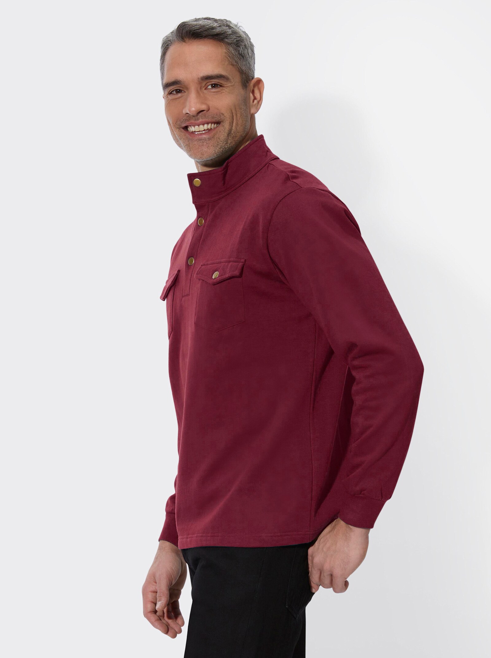 Sweatshirt mit Stehkragen - dunkelrot