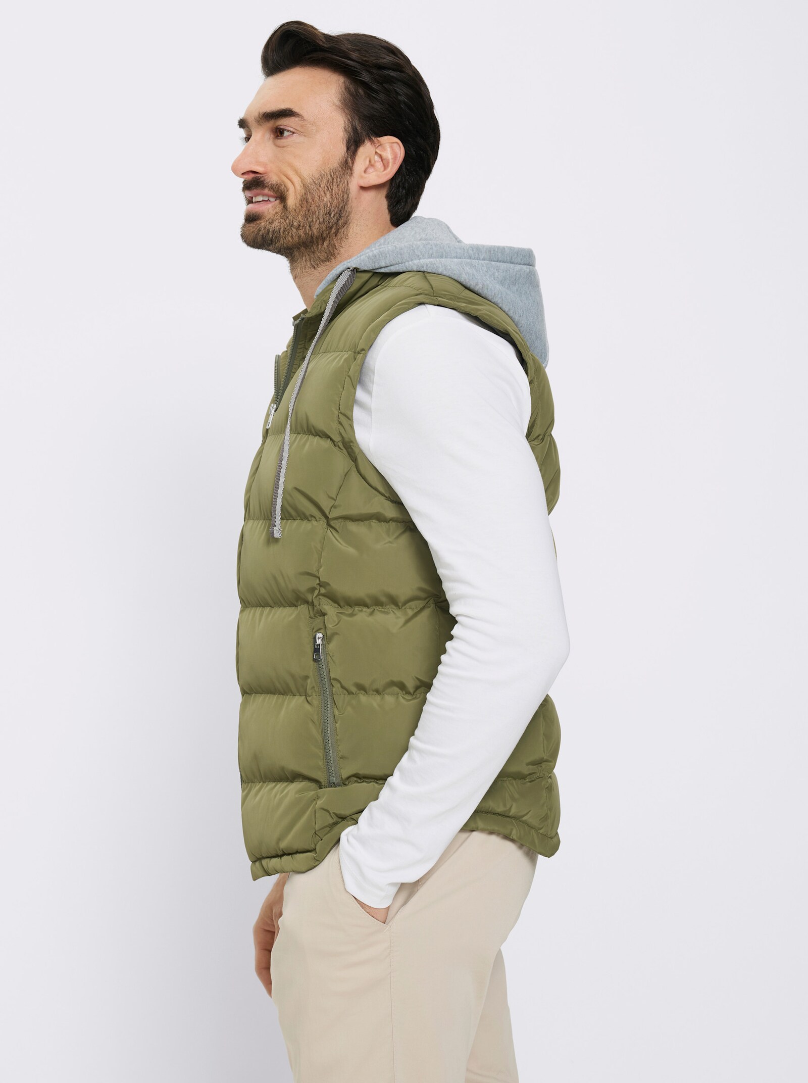 Marco Donati Steppweste mit Kapuze, abtrennbar - oliv