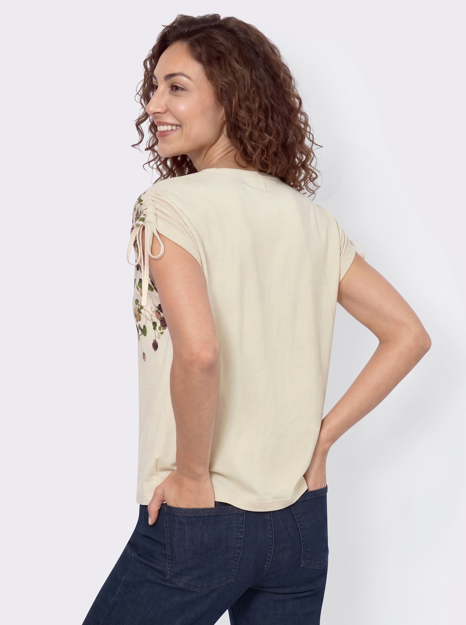 Shirt mit Blätter-Druck - champagner-schilf-bedruckt