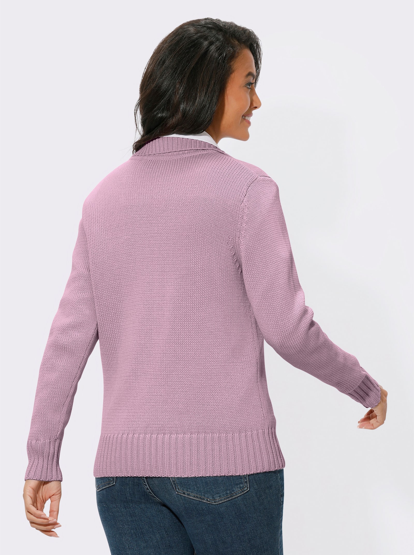 Veste en tricot avec glissière double sens - vieux rose