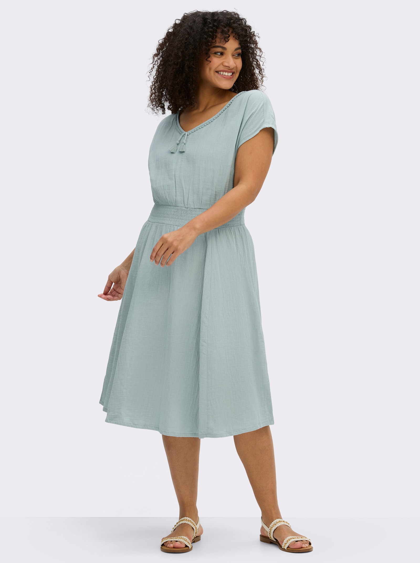 sheego Zomerjurk van mousseline - kalkmint