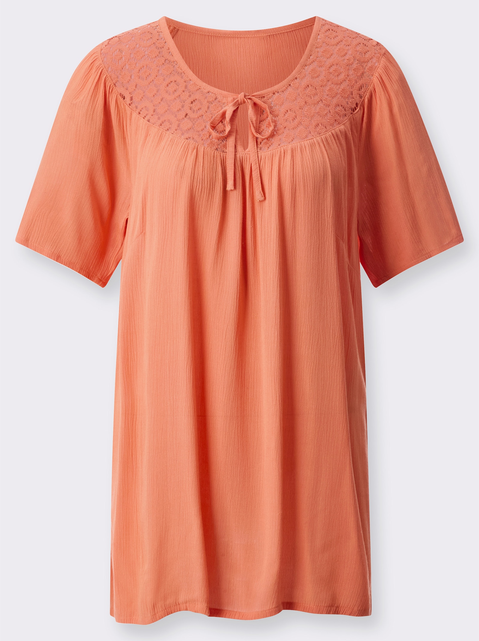 Tunika mit Spitzen-Einsatz - papaya