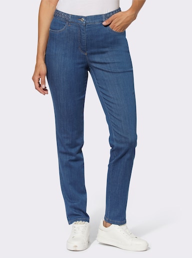 Cosma Jeans mit geflochtener Zopfpartie am Bund - blue-stone-washed