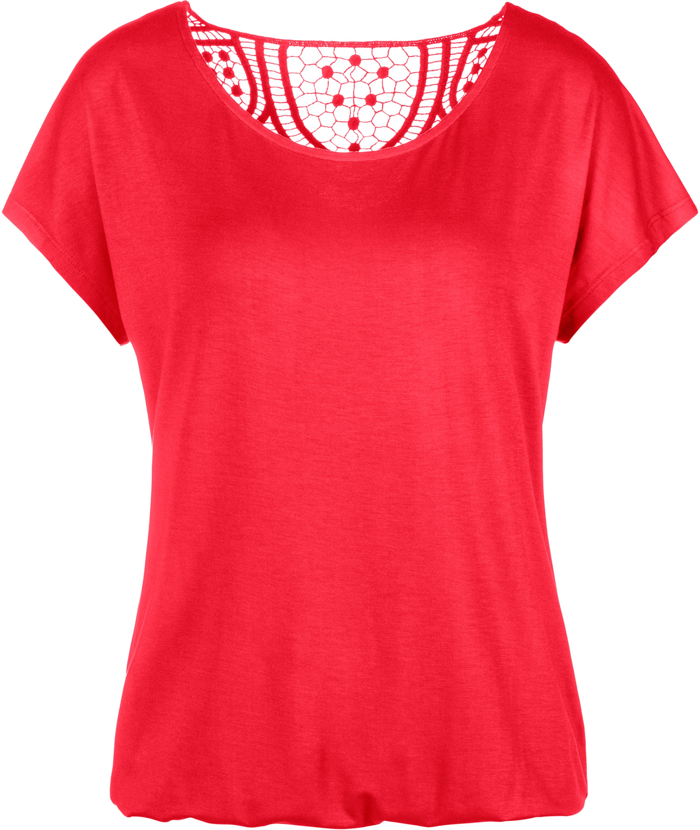 elastisch Form günstig Kaufen-T-Shirt in rot von Vivance. T-Shirt in rot von Vivance <![CDATA[Vivance T-Shirt mit weichem Häkeleinsatz am Rücken. Gummizug am Bund für eine lockere Passform. Aus elastischer Qualität mit angenehmer Viskosefaser.]]>. 