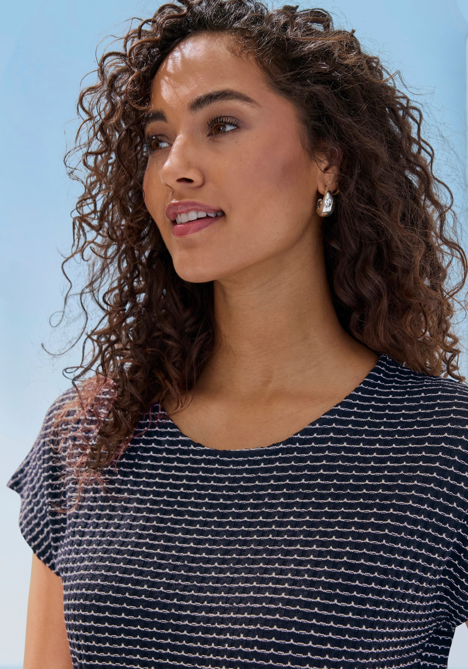 Vivance Kurzarmshirt - navy, creme