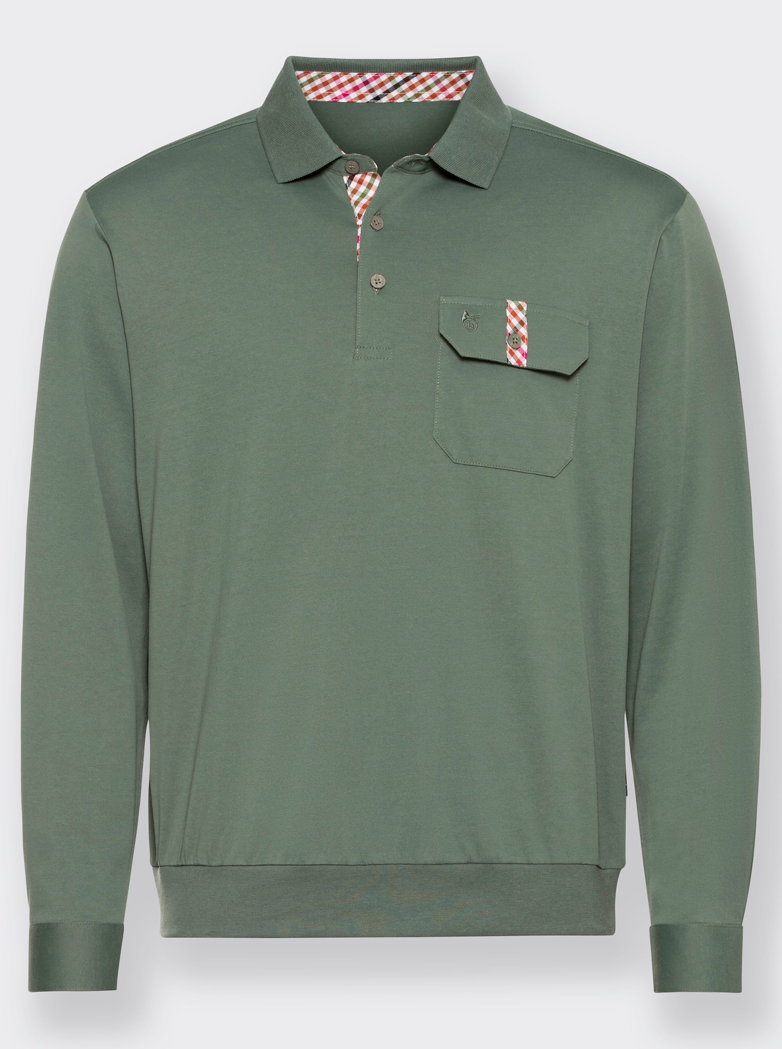 Hajo Langarm-Poloshirt - moos