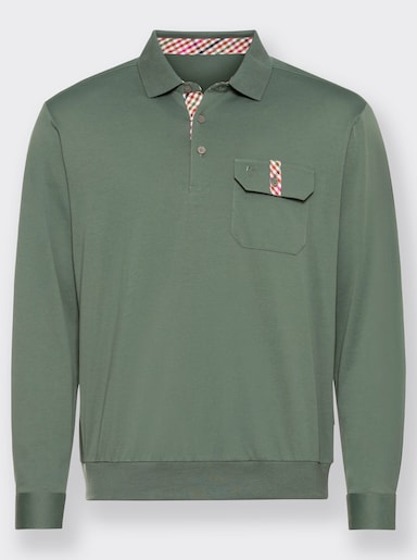 Hajo Poloshirt met lange mouwen - mos