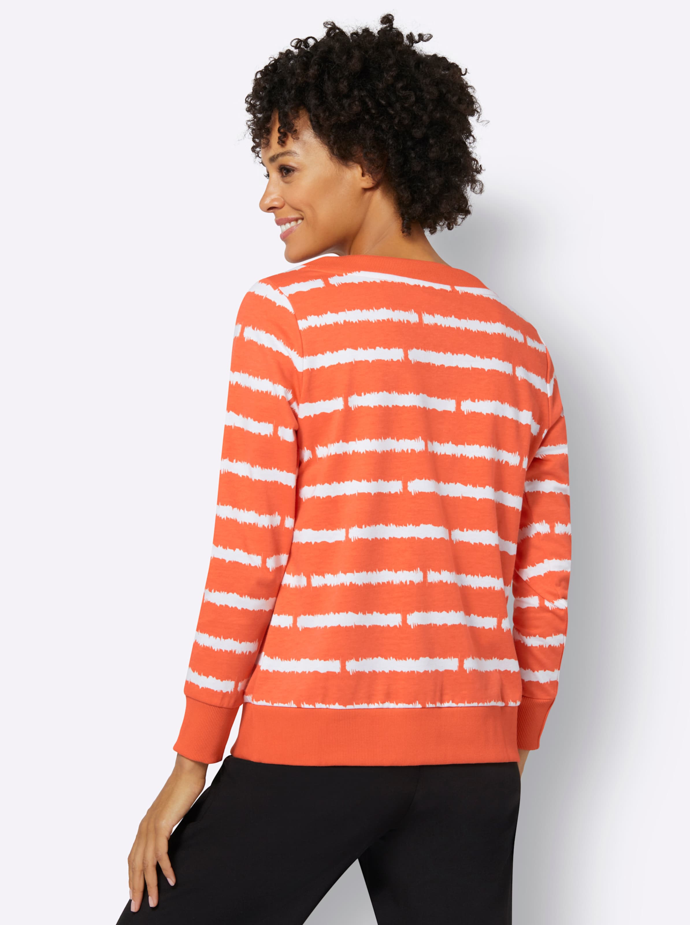 Um die  günstig Kaufen-Sweatshirt in orange-ecru von heine. Sweatshirt in orange-ecru von heine <![CDATA[Sweatshirt in leichter Baumwoll-Qualität und mit schönem Druck. Rundhals mit Tunnelzug und Bindeband. Breite Ripp-Abschlüsse an langen Ärmeln und Saum. Unterstützt die 