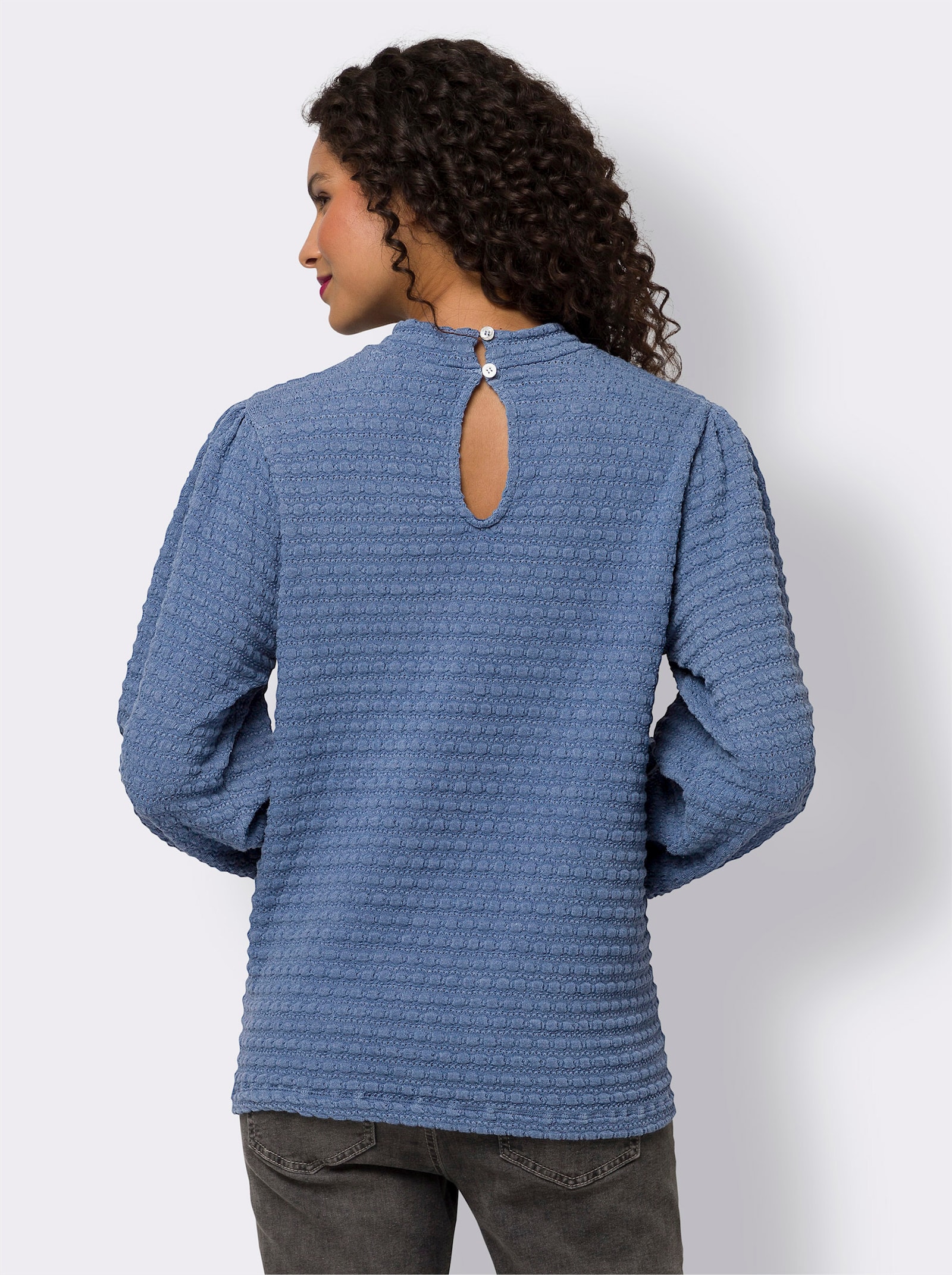 heine Shirt met lange ballonmouwen - middenblauw
